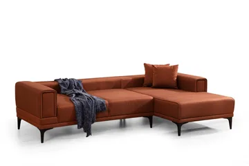 Naoko 3-sits Högervänd L-formad Bäddsoffa med Divan 85x200 cm i Tyg - Terrakotta - Möbler - Soffa - Bäddsoffa