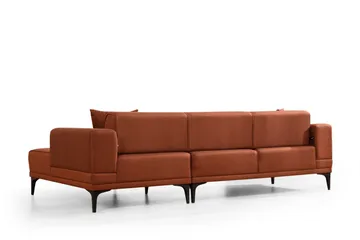 Naoko 3-sits Högervänd L-formad Bäddsoffa med Divan 85x200 cm i Tyg - Terrakotta - Möbler - Soffa - Bäddsoffa
