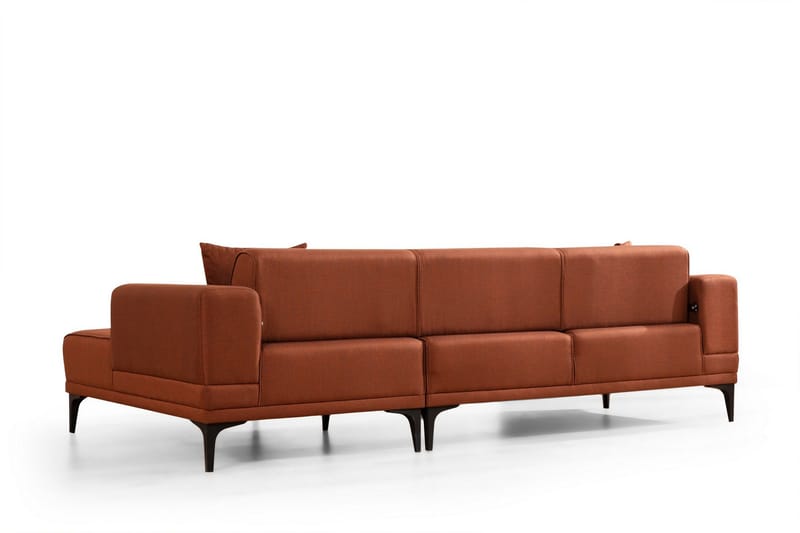 Naoko 3-sits Högervänd L-formad Bäddsoffa med Divan 85x200 cm i Tyg - Terrakotta - Möbler - Soffa - Bäddsoffa