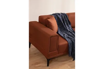 Naoko 3-sits Högervänd L-formad Bäddsoffa med Divan 85x200 cm i Tyg - Terrakotta - Möbler - Soffa - Bäddsoffa