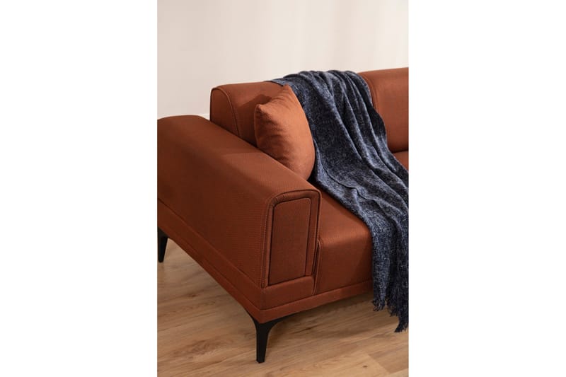 Naoko 3-sits Högervänd L-formad Bäddsoffa med Divan 85x200 cm i Tyg - Terrakotta - Möbler - Soffa - Bäddsoffa