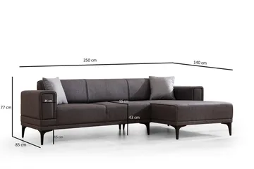 Naoko Bäddsoffa med divan - Mörkgrå - Möbler - Soffa - Bäddsoffa