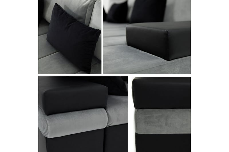 Naoma 3-sits Bäddsoffa med Divan L-formad Höger med Förvarin - Sammet/Grå - Möbler - Soffa - Bäddsoffa