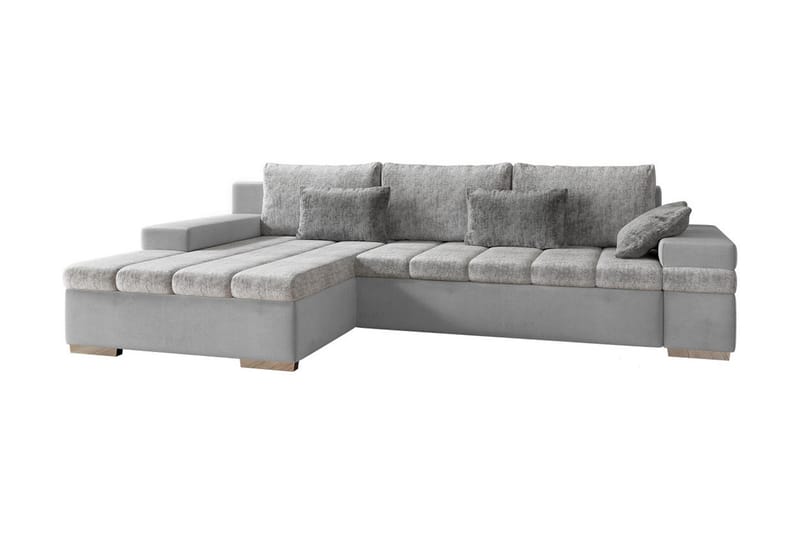 Naoma 3-sits Bäddsoffa med Divan L-formad Vänster med Förvar - Sammet/Grå - Möbler - Soffa - Bäddsoffa