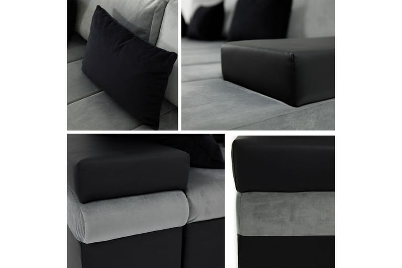 Naoma 3-sits Bäddsoffa med Divan L-formad Vänster med Förvar - Sammet/Grå - Möbler - Soffa - Bäddsoffa