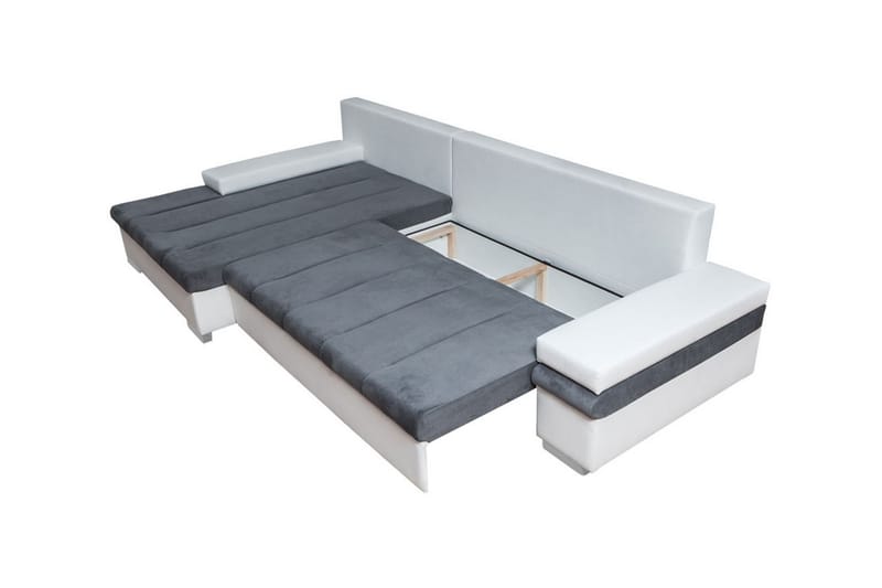 Naoma 3-sits Bäddsoffa med Divan L-formad Vänster med Förvar - Sammet/Grå - Bäddsoffa - Bäddsoffa divan - Sammetssoffa