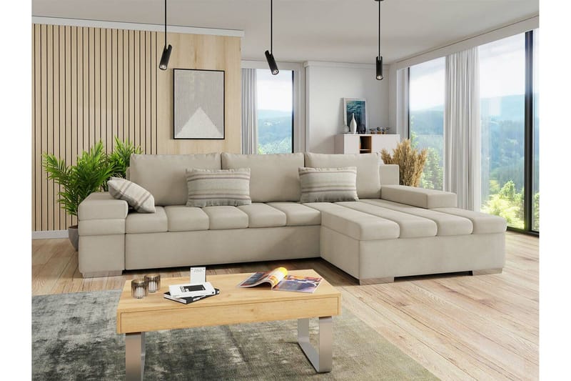 Naoma 3-sits Hörnbäddsoffa NO_BRAND beige - Möbler - Soffa - Bäddsoffa