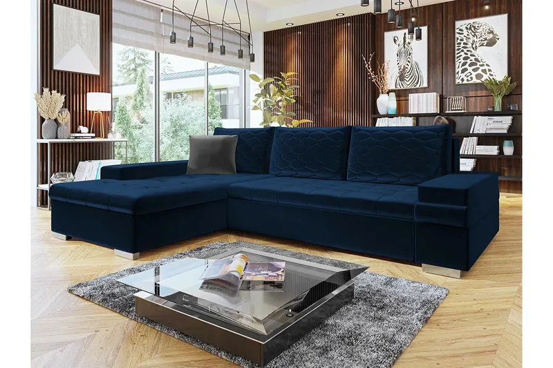 Naoma 3-sits Hörnbäddsoffa NO_BRAND Dark blue - Möbler - Soffa - Bäddsoffa