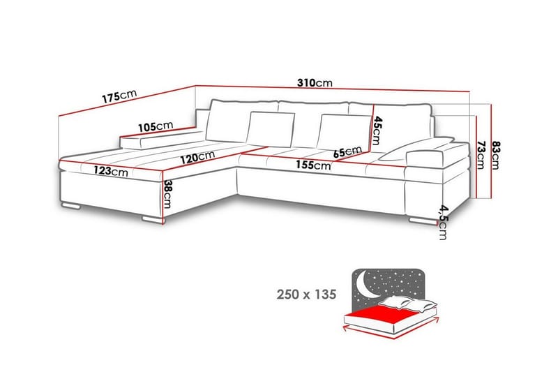 Naoma 3-sits Hörnbäddsoffa - Bäddsoffa - Hörnbäddsoffa