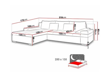 Naoma 3-sits Vänster L-formad Bäddsoffa med Förvaring i Tyg - Beige - Möbler - Soffa - Bäddsoffa