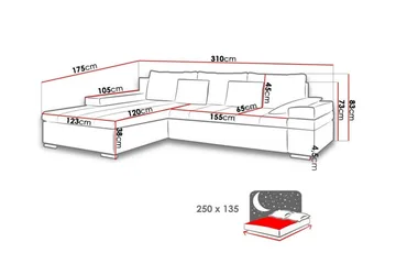 Naoma 3-sits Vänster L-formad Bäddsoffa med Schäslong i Bouclé - Beige - Möbler - Soffa - Bäddsoffa