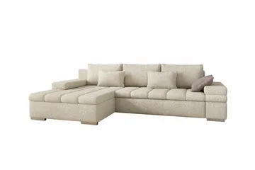 Naoma 3-sits Vänster L-formad Bäddsoffa med Schäslong i Bouclé - Beige - Möbler - Soffa - Bäddsoffa