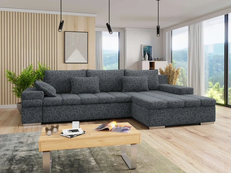 Naoma 4-sits Bäddsoffa divan höger med förvaring - grå - Möbler - Soffa - Bäddsoffa