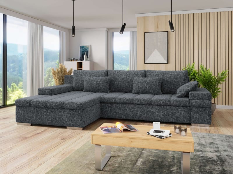Naoma 4-sits Bäddsoffa divan vänster med förvaring - grå - Möbler - Soffa - Bäddsoffa