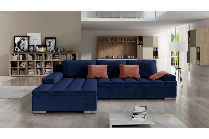 Naoma 4-sits Bäddsoffa Vänster - Blå - Möbler - Soffa - Bäddsoffa