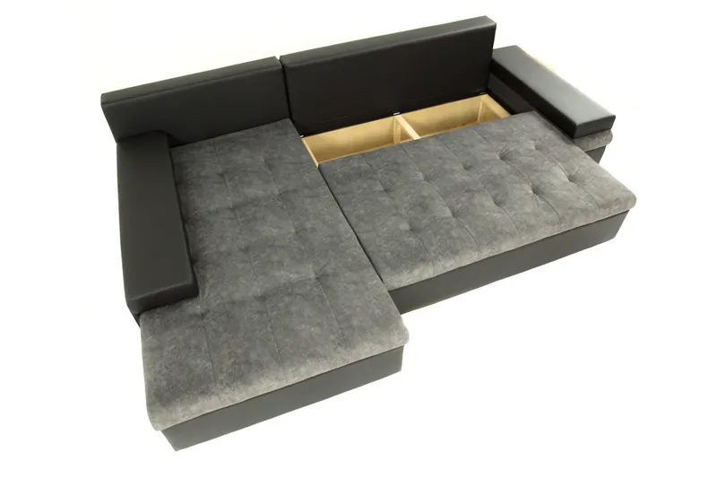 Naoma Bäddbar Hörnsoffa Universal 135x216 cm med Förvaring i Sammet - Rosa|Grå - Möbler - Soffa - Bäddsoffa