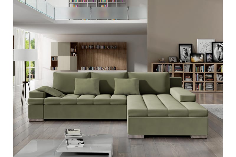 Naoma Bäddsoffa m. Divan 3-sits - Grön - Möbler - Soffa - Bäddsoffa