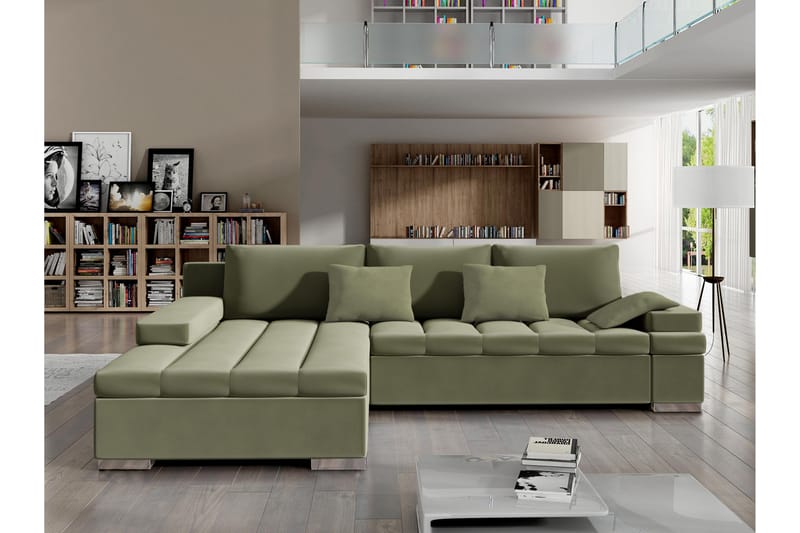 Naoma Bäddsoffa m. Divan 3-sits - Grön - Möbler - Soffa - Bäddsoffa