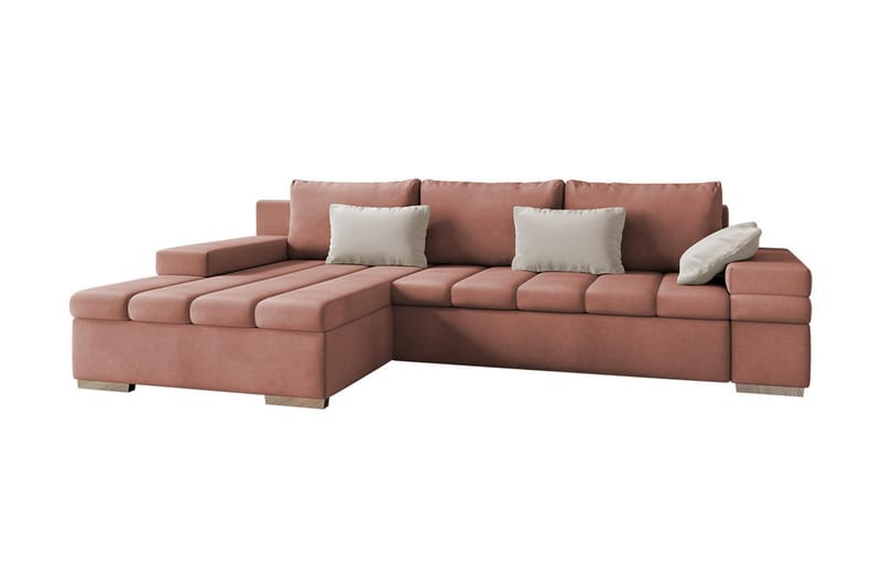 Naoma Bäddsoffa m. Divan 3-sits L-formad - Rosa - Bäddsoffa - Bäddsoffa divan