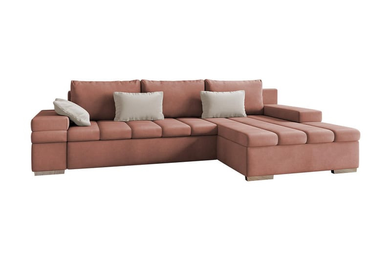 Naoma Bäddsoffa m. Divan 3-sits L-formad - Rosa - Bäddsoffa - Bäddsoffa divan