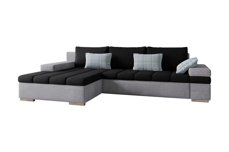 Naoma Bäddsoffa m. Divan 3-sits L-formad - Svart/Grå - Bäddsoffa - Bäddsoffa divan