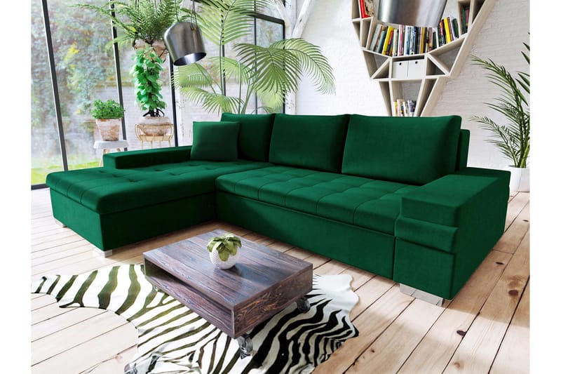 Naoma Bäddsoffa m. Divan 3-sits, Svart/Brun