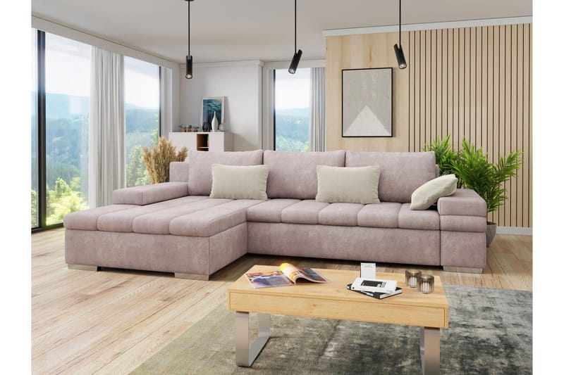 Naoma Bäddsoffa med Divan 4-sits - Rosa - Möbler - Soffa - Bäddsoffa