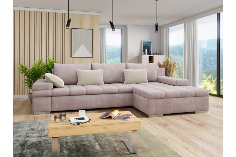 Naoma Bäddsoffa med Divan 4-sits - Rosa - Möbler - Soffa - Bäddsoffa