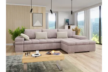 Naoma Bäddsoffa med Divan 4-sits - Rosa - Möbler - Soffa - Bäddsoffa