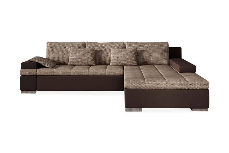 Naoma Bäddsoffa med Divan Höger - Beige/Brun - Bäddsoffa - Bäddsoffa divan - Skinnsoffor