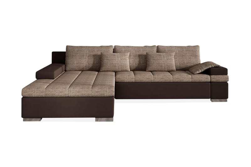 Naoma Bäddsoffa med Divan Vänster - Beige/Brun - Bäddsoffa - Bäddsoffa divan - Skinnsoffor