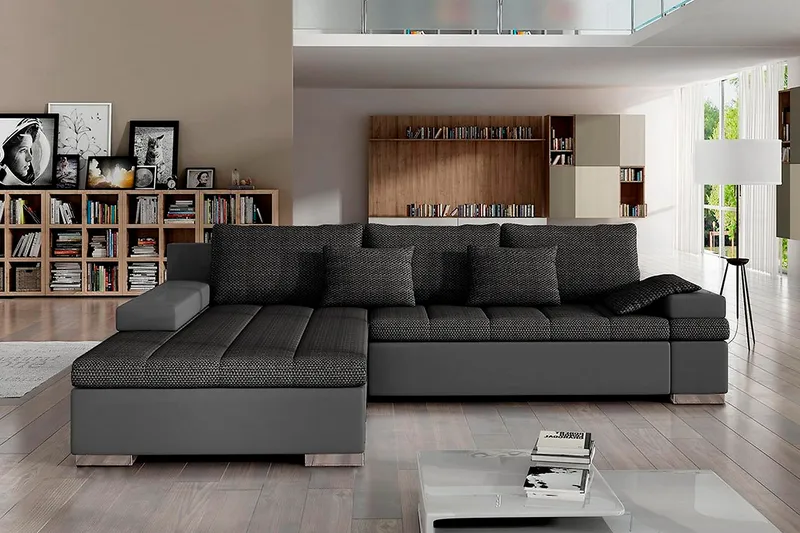 Naoma Divanbäddsoffa 310x175x83 cm - Grå - Möbler - Soffa - Skinnsoffor