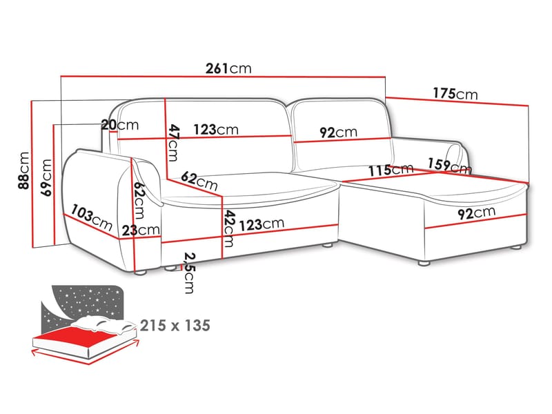 Navrel 3-sits Bäddsoffa med Divan och förvaring - Beige - Möbler - Soffa - Bäddsoffa