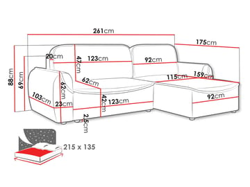 Navrel 3-sits Bäddsoffa med Divan och förvaring - Ljusgrå - Möbler - Soffa - Bäddsoffa