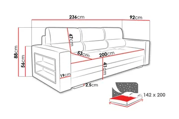 Nemo Bäddsoffa 236x92x88 cm - Grå - Möbler - Soffa - Bäddsoffa