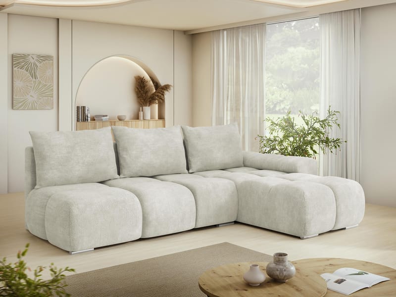Nessa 4-sits Bäddsoffa divan höger med förvaring - beige - Möbler - Soffa - Bäddsoffa