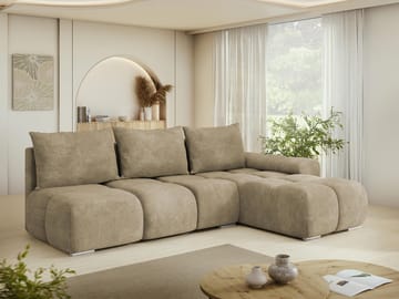 Nessa 4-sits Bäddsoffa divan höger med förvaring - beige - Möbler - Soffa - Bäddsoffa