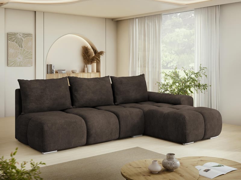 Nessa 4-sits Bäddsoffa divan höger med förvaring - brun - Möbler - Soffa - Bäddsoffa