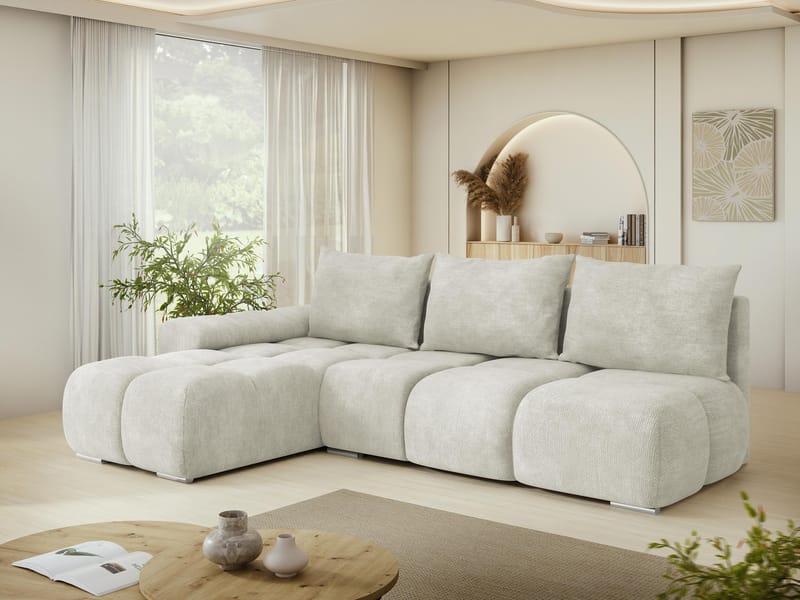 Nessa 4-sits Bäddsoffa divan vänster med förvaring - beige - Möbler - Soffa - Bäddsoffa