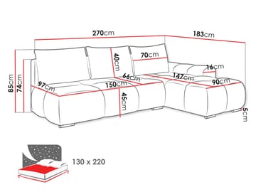 Nessa 4-sits Bäddsoffa divan vänster med förvaring - grå - Möbler - Soffa - Bäddsoffa
