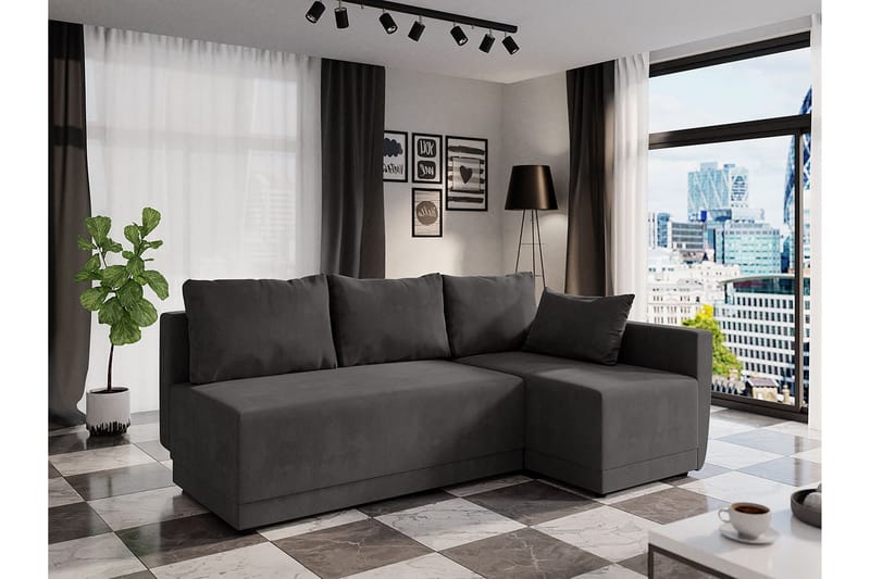 Nestor Hörnsoffa Höger LED-belysning - Grå - Möbler - Soffa - Bäddsoffa