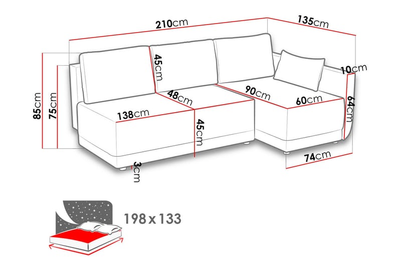 Nestor Hörnsoffa Vänster LED-belysning - Grå - Bäddsoffa - Bäddsoffa divan - Sammetssoffa