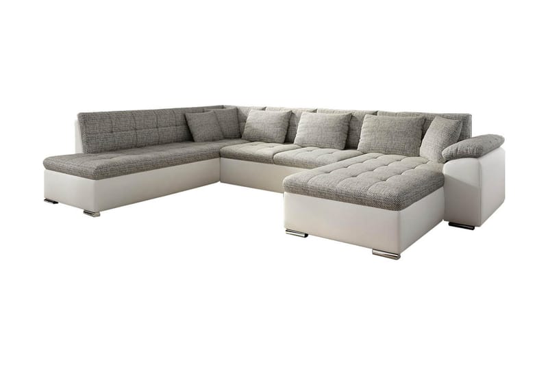 Niko U-Bäddsoffa 350x205x76 cm Divan Höger - Beige/Grå/Vit - Bäddsoffa - Bäddsoffa divan - Skinnsoffor