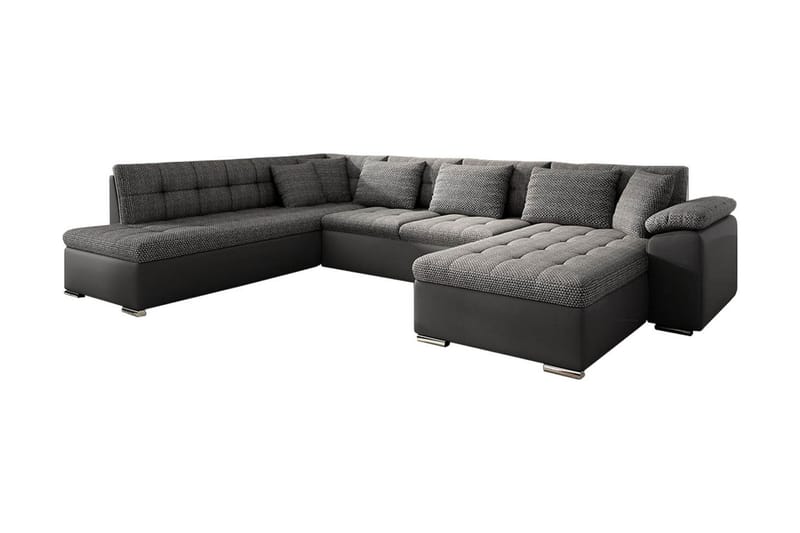 Niko U-Bäddsoffa 350x205x76 cm Divan Höger - Grå - Bäddsoffa - Bäddsoffa divan - Skinnsoffor