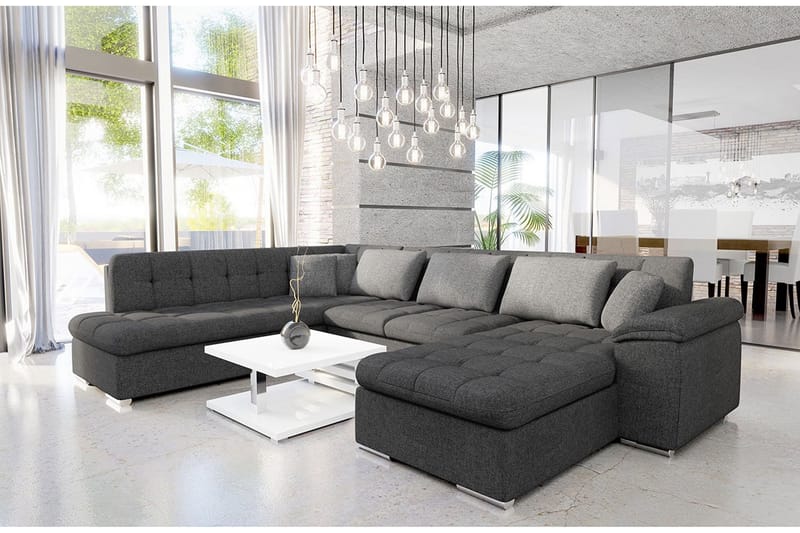 Niko U-Bäddsoffa 350x205x76 cm Divan Höger - Grå - Möbler - Soffa - Bäddsoffa