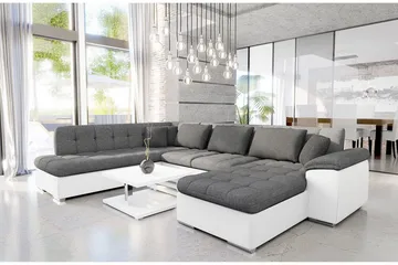 Niko U-Bäddsoffa 350x205x76 cm Divan Höger - Grå/Vit - Möbler - Soffa - Bäddsoffa