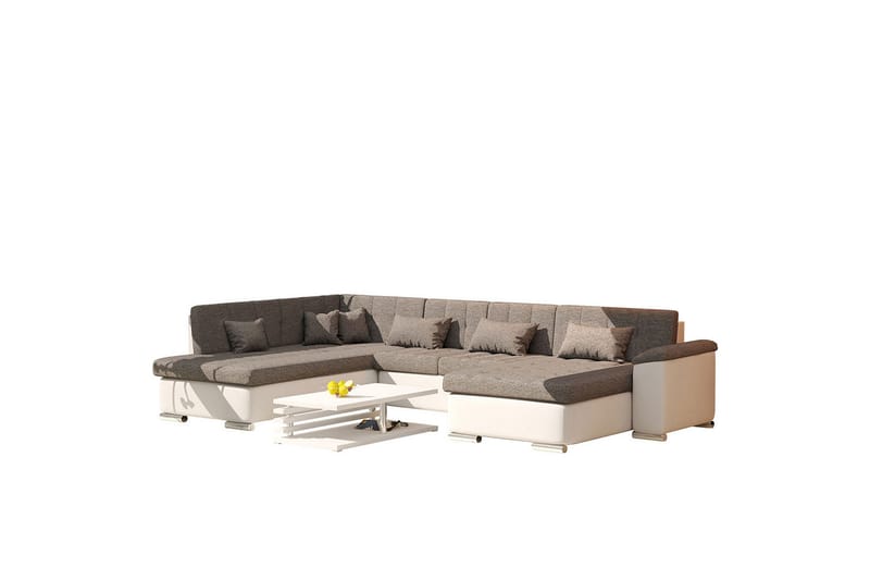 Niko U-Bäddsoffa 350x205x76 cm Divan Höger - Vit/Grå - Möbler - Soffa - Bäddsoffa
