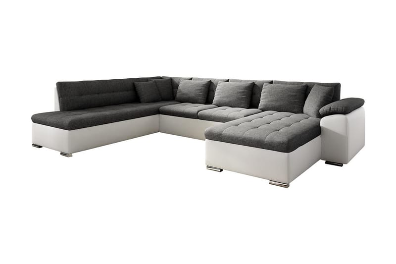 Niko U-Bäddsoffa 350x205x76 cm Divan Höger - Vit/Grå - Möbler - Soffa - Bäddsoffa