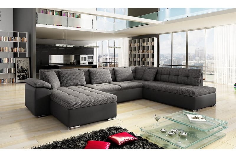 Niko U-Bäddsoffa 350x205x76 cm Divan Vänster - Grå - Möbler - Soffa - Bäddsoffa