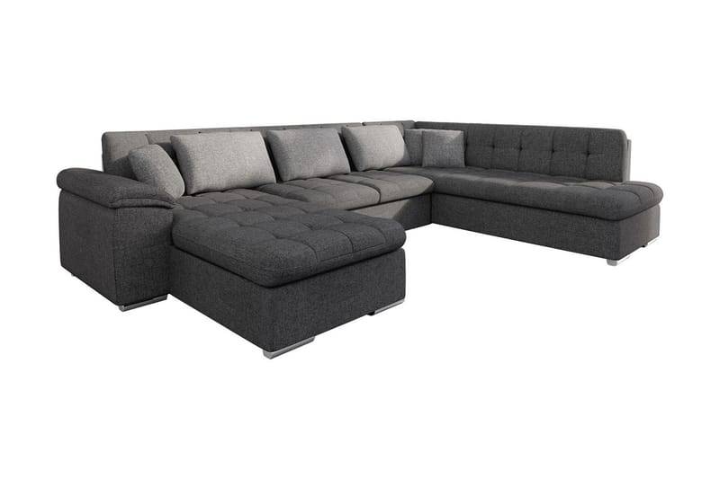 Niko U-Bäddsoffa 350x205x76 cm Divan Vänster - Grå - Bäddsoffa - Bäddsoffa divan